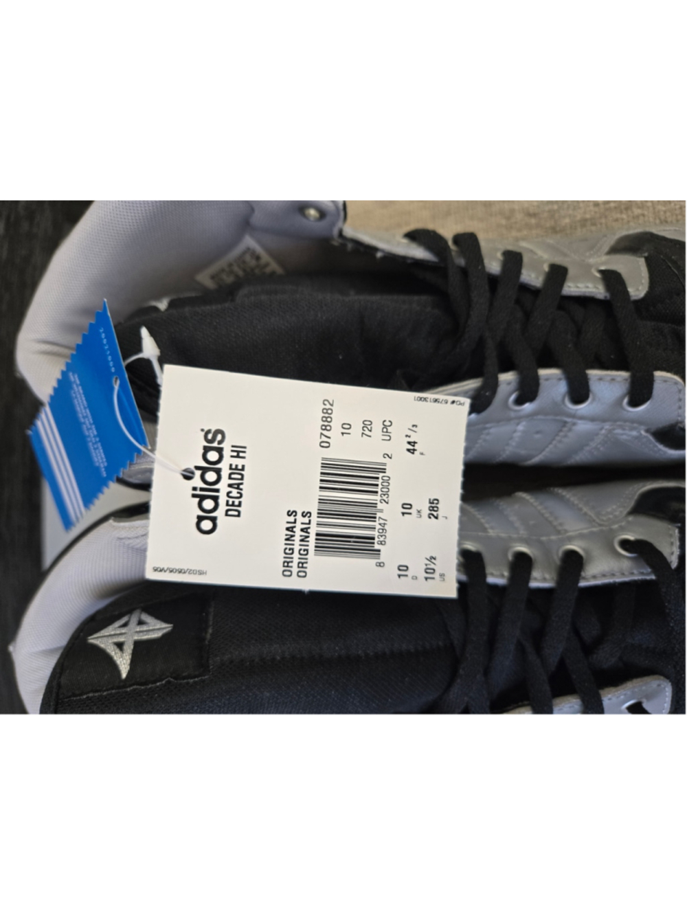 Men's Adidas High Top Sneakers Silver and Black Size 10 - Picture 7 of 7